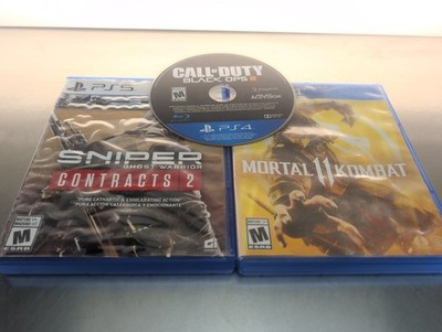 3 PS4 games sniper Ghost warrior contracts 2, mortal Kombat 2, cod Black ops 3