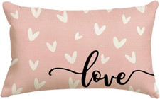 Valentines Pillow Covers 12x20 inch Valentines Day Decoration Pink Love Heart An