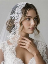 3M White Lace Wedding Veil Spanish Mantilla French Bridal Long Veil Elegant
