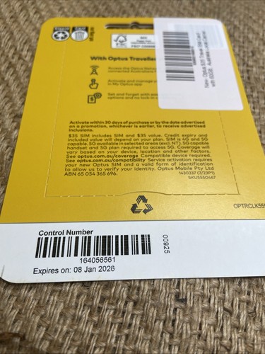 1pcs Optus Prepaid Mobile Phone 4G 5G SIM Card, Australian $35 With 60gb - Afbeelding 4 van 6