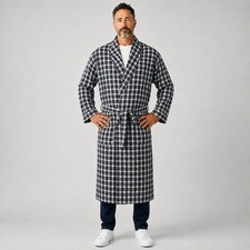 Thorntons Vintage Pima Cotton Plaid Robe Men L Preppy Old Money Made in USA