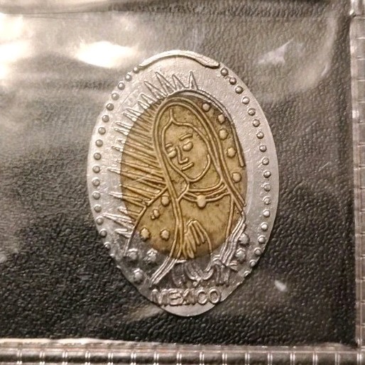Mexico Our Lady of Guadalupe Christian Religious Medal Oval Two-Tone Gold/Silver