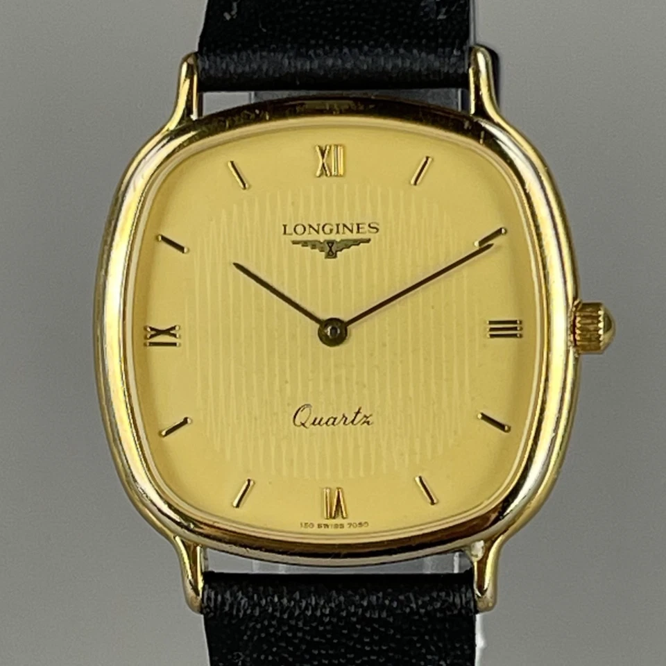 LONGINES Vintage Mans Watch Quartz 7050.3.150 New Leather Band New Battery - image 3 of 4