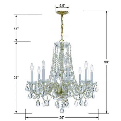Crystorama 26" Wide Brass 8-Light Traditional Crystal Chandelier - Picture 6 of 6