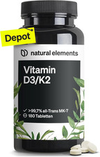 Natural Elements Vitamin D3 + K2 Depot   180 ...