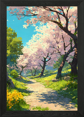 Kirschblütenweg gerahmtes Wandbild Poster Leinwanddruck Bild