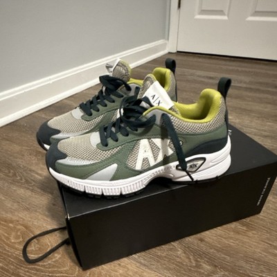 Armani Exchange XUX172 XV864 Men's Low Top Sneakers Green Yellow