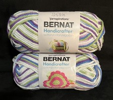 2 Bernat HANDICRAFTER Cotton Yarn FRUIT PUNCH OMBRE Blue Green Purple White