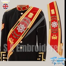 Baldric Sash For Drum & Pipe Major Blazer Sash Custom Made Hand Embroidered.