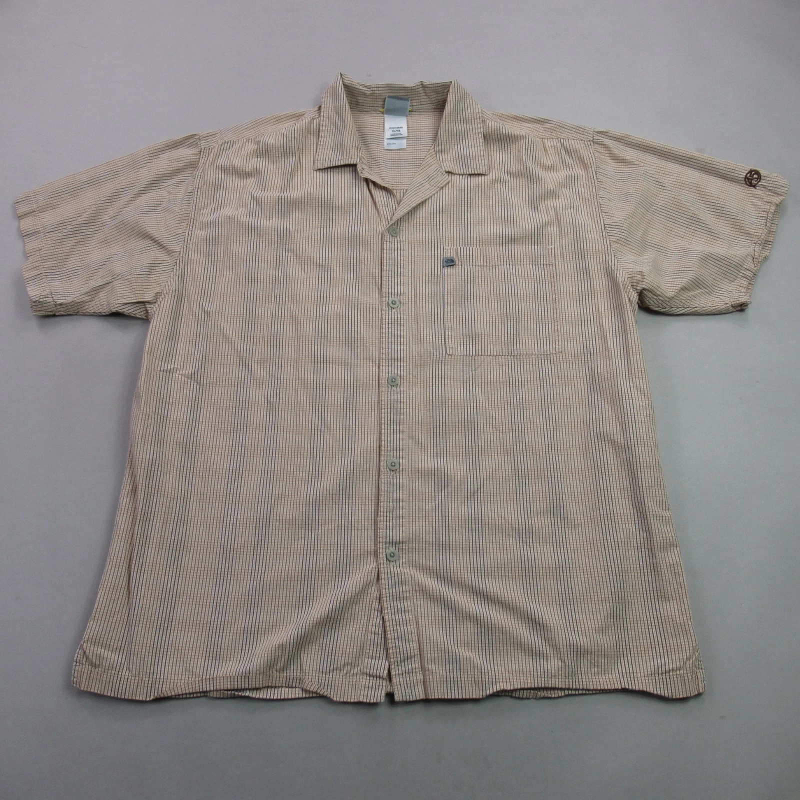 North Face Shirt Mens XL Button Front Short Sleeve Pocket Plaid Casual Outdoor