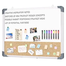 White Board Cork Board Combo,Magnetic Dry Erase Board 24×18 inch for Office, ...