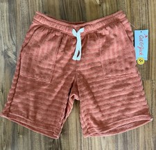 Cat and Jack Shorts Girls S 6/7 Orange Pull On Terrycloth Stripes Drawstrings