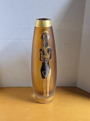  Pasabahce Art Glass Vase Gold Design Amber Glass Rare Vase 10in Tall Vase 