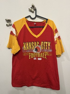 Kansas City Chiefs Women's T-Shirt V Neck Short Sleeve Size Large