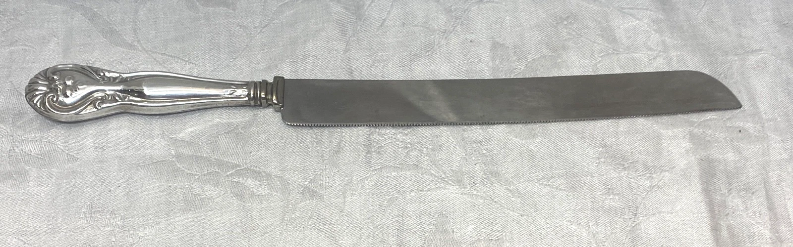 Sterling Silver Handled Stainless Steel Blade Serrated Cake Knife