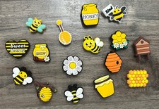 16 Honey Bee Croc Charms Honeycomb Flower Hive Honey Pot Nature Shoe Decor
