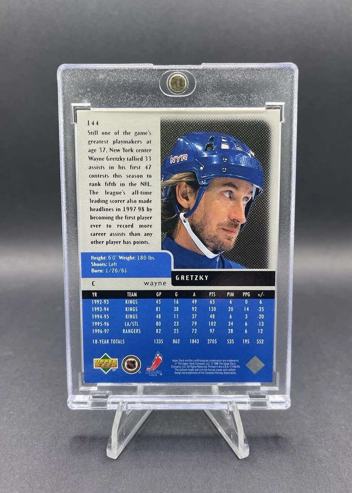 1997-98 UD Black Diamond Gold Triple Diamond #144 Wayne Gretzky - Image 2 of 2