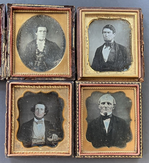 FOUR ANTIQUE 1/6 PLATE DAGUERREOTYPE PORTRAITS of GENTLEMEN