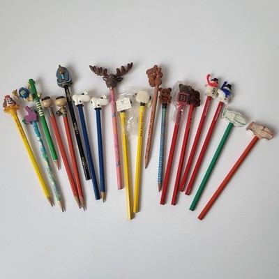Vintage Novelty Pencil Toppers Lot of 19 Animals Clown Bear Russ Marshall Fields