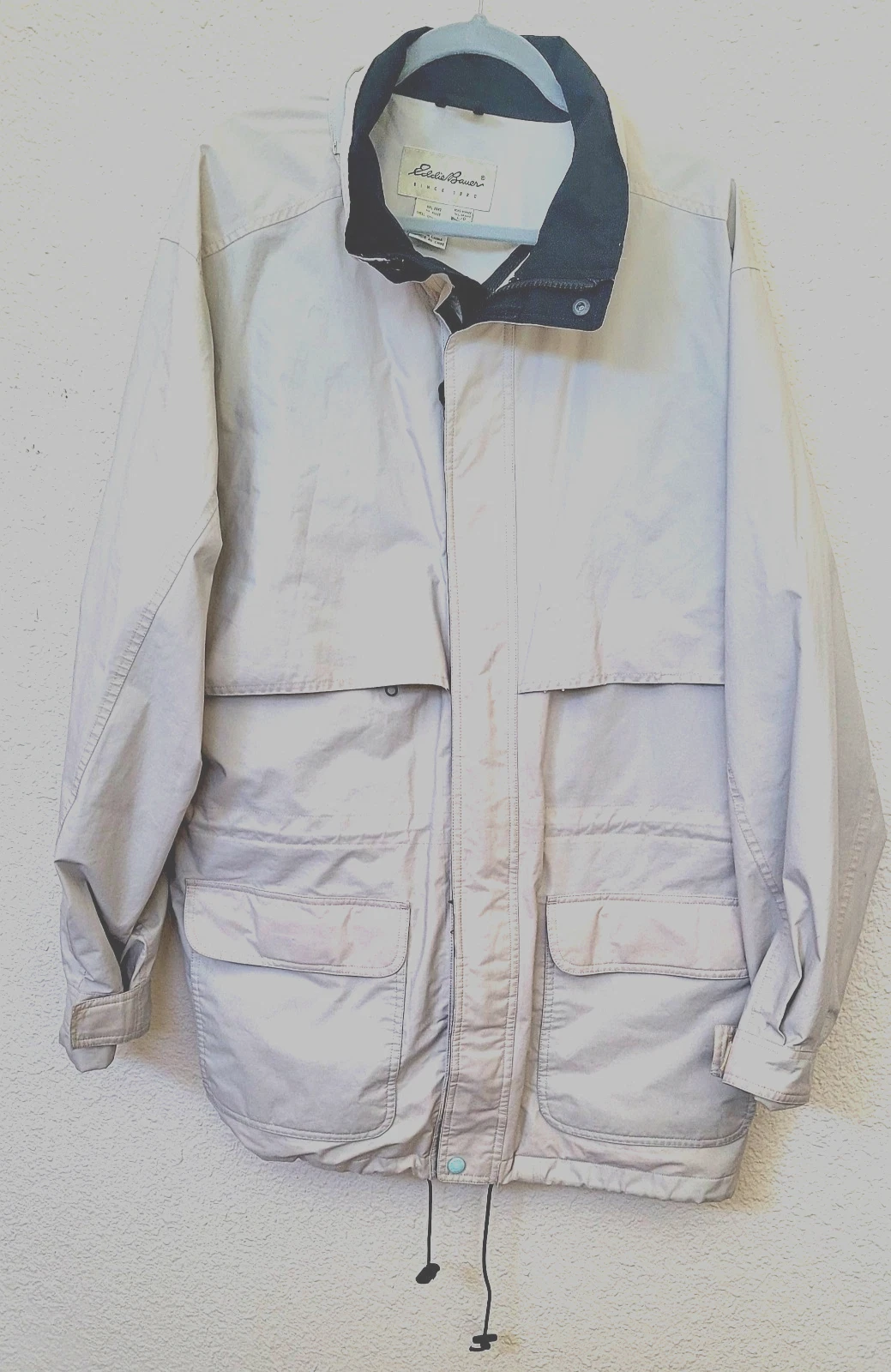 Eddie Bauer Mens Weatheredge Jacket Large TAN Waterproof Pockets