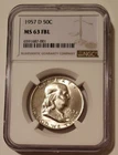 1957 D Franklin Half Dollar MS63 FBL NGC