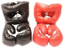 2 Pairs Red/Black Boxing Gloves with 2 Head Gears Punching Practice 10oz to 20oz
