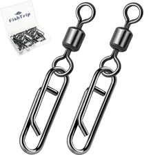 Fishing Swivel Clips Power Clip,50pcs Rolling Swivels with Speed Clip Snaps,Q...