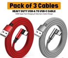90 DEGREE Right Angle USB Type C Fast Data Sync Charger Charging Cable Lead Wire