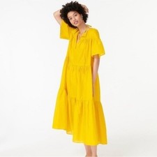 J. Crew Women's tiered cotton yellow summer dress beach cover up size Medium