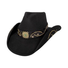 Bullhide Sheila Cowgirl Hat Black Wool Western 3 3/4" Brim S XL