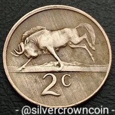 South Suid Africa 🇿🇦 2 Cents 1978. KM#83. Wildebeest. Two Pence coin.