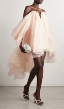 ZIMMERMANN Crush Pink Strapless gathered silk-organza Mini Dress AU 0 (US 4)