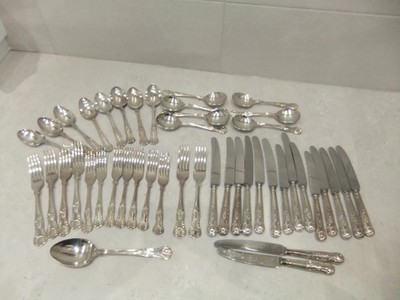 Vintage Besteckset Kings Muster Design Markenlos Edelstahl - 45 Teile