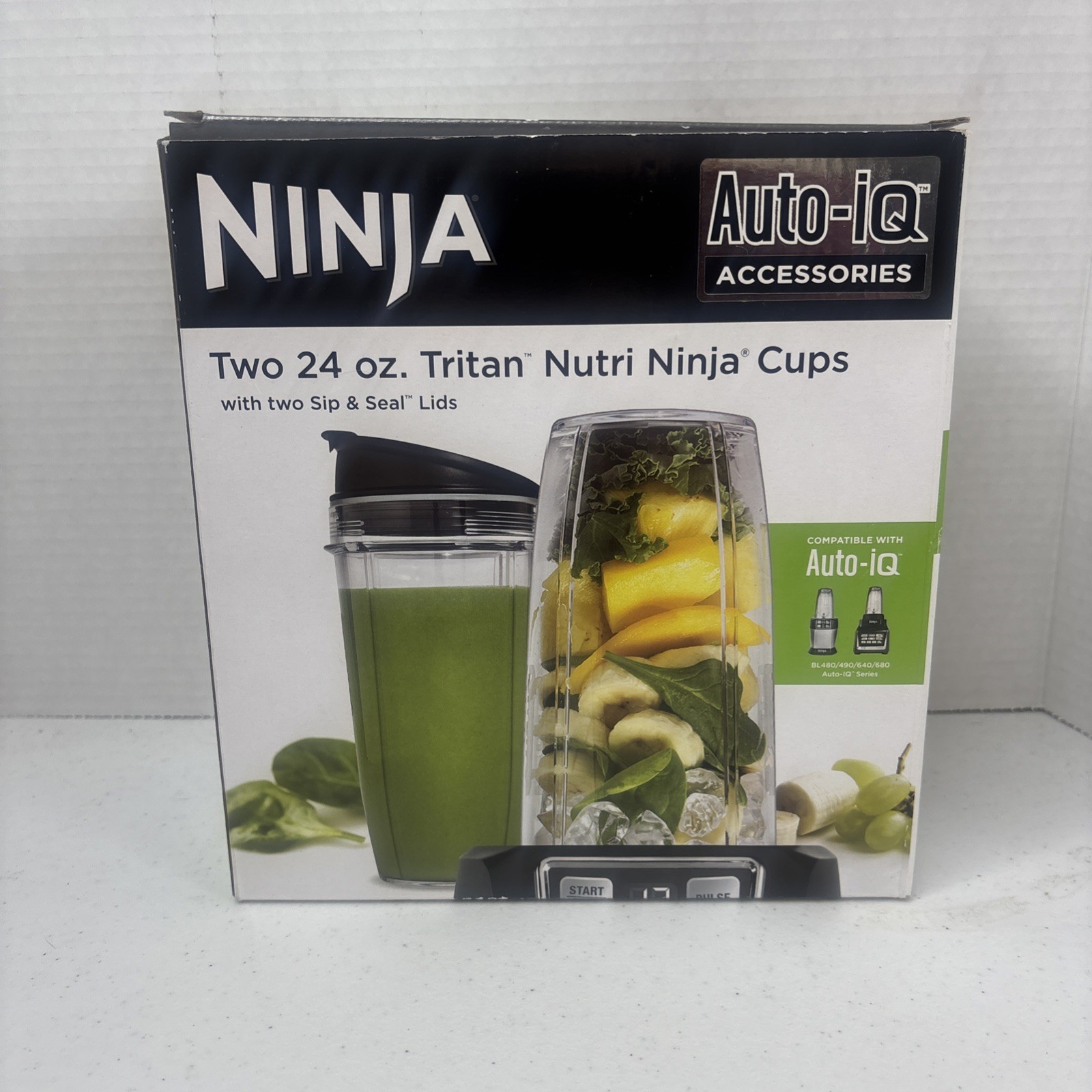 New Ninja Auto-iQ Accessories Two 24 Oz Tritan Nutri Ninja C