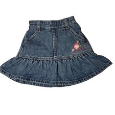 Vintage Oshkosh B'Gosh Girls Size 4 Denim Skirt Jean Embroidered Shorts Y2K