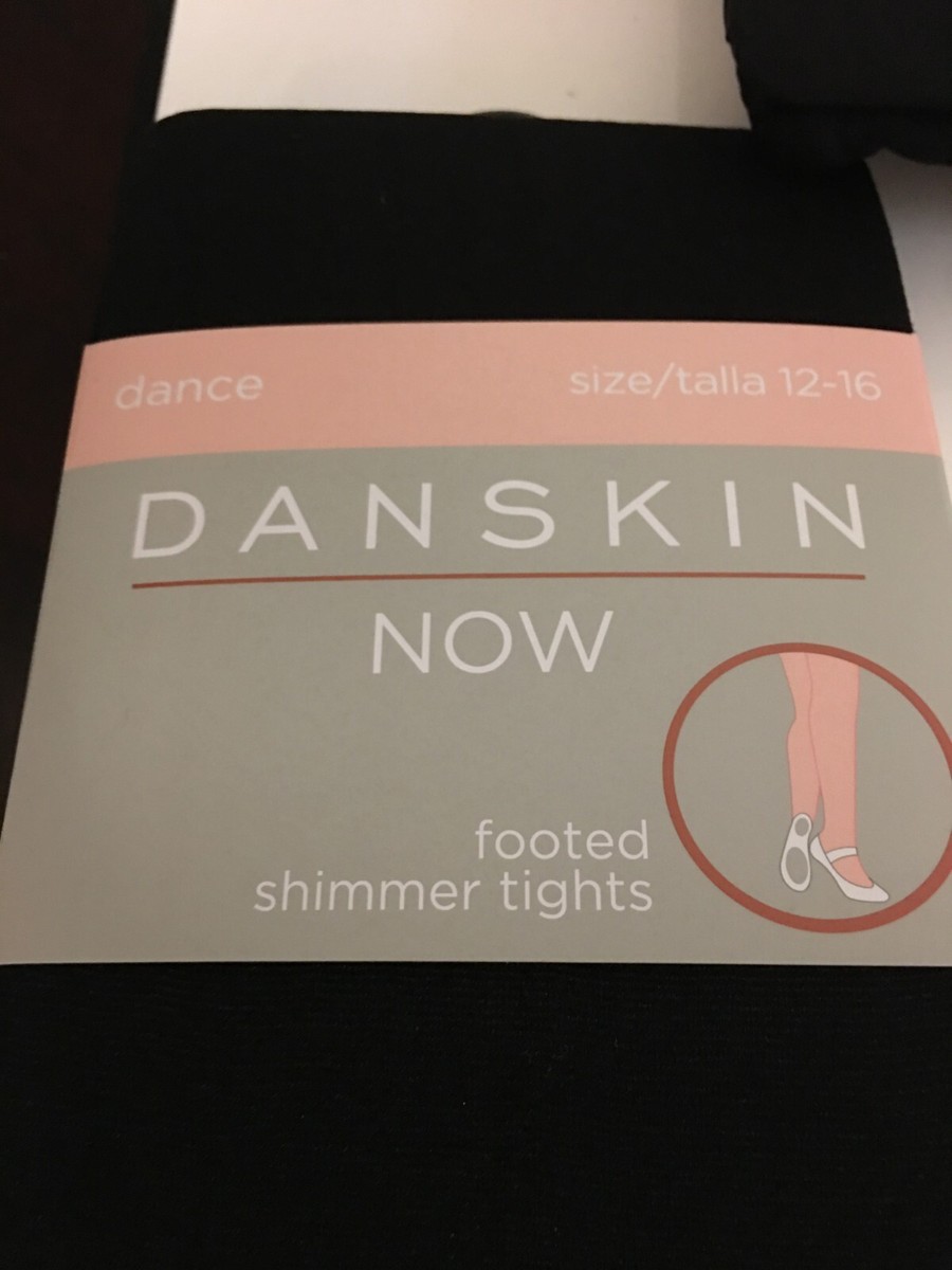 2PK GIRLS SIZE 12-16 DANSKIN NOW SHIMMER FOOTED DANCE TIGHTS FITS