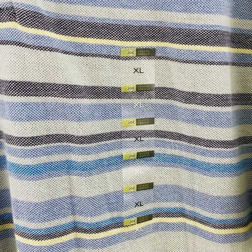Mens XL Joe Joseph Abboud Polo Shirt Light Blue Stripe Cotton Short Sleeve - Picture 2 of 4