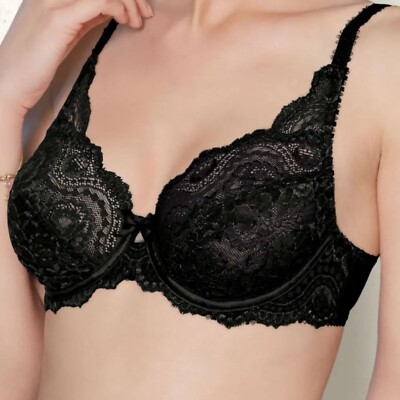 Playtex Flower Elegance BH Gr.34B Schwarz Stretch Spitze Bügel Vollschale 5832