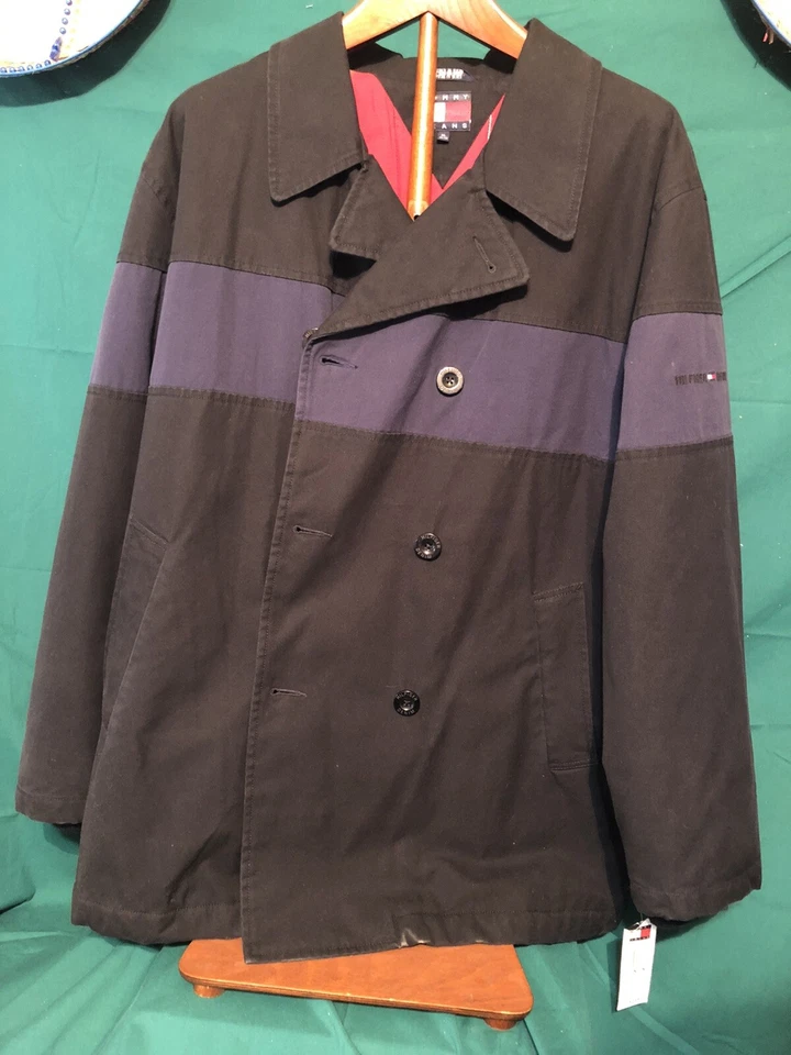 Chaqueta Tommy Hilfiger Negra con Rayas Medias Azul XL Nueva con Etiqueta Foto 3 de 4