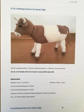 BROWN AND CREAM NATIVITY  OX KNITTING PATTERN  BY SUSAN EDGE