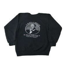 Vintage 80's Martin Luther King Jr I Have A Dream Raglan Sweatshirt Small Black