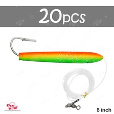 20pcs 6" Fish WOW! Cedar Plugs Tuna Mahi Marlin Rigged Wood Lure Mexican Falg