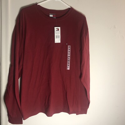 Vintage TOMMY HILFIGER LONG SLEEVE T SHIRT M Y2K 2002 Red Outlet Store
