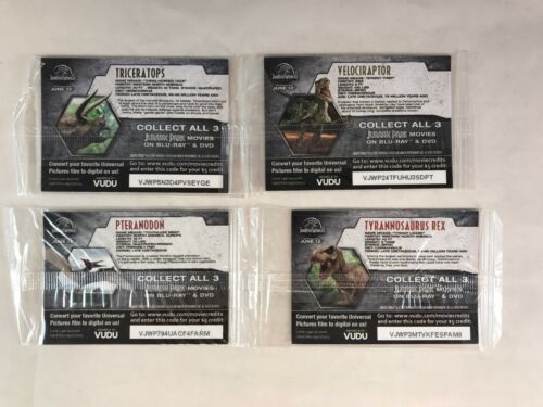 PROMO CARD SET: JURASSIC WORLD SERIES 1 2015 Walmart Pizza VUDU Promo SEALED - Picture 2 of 3