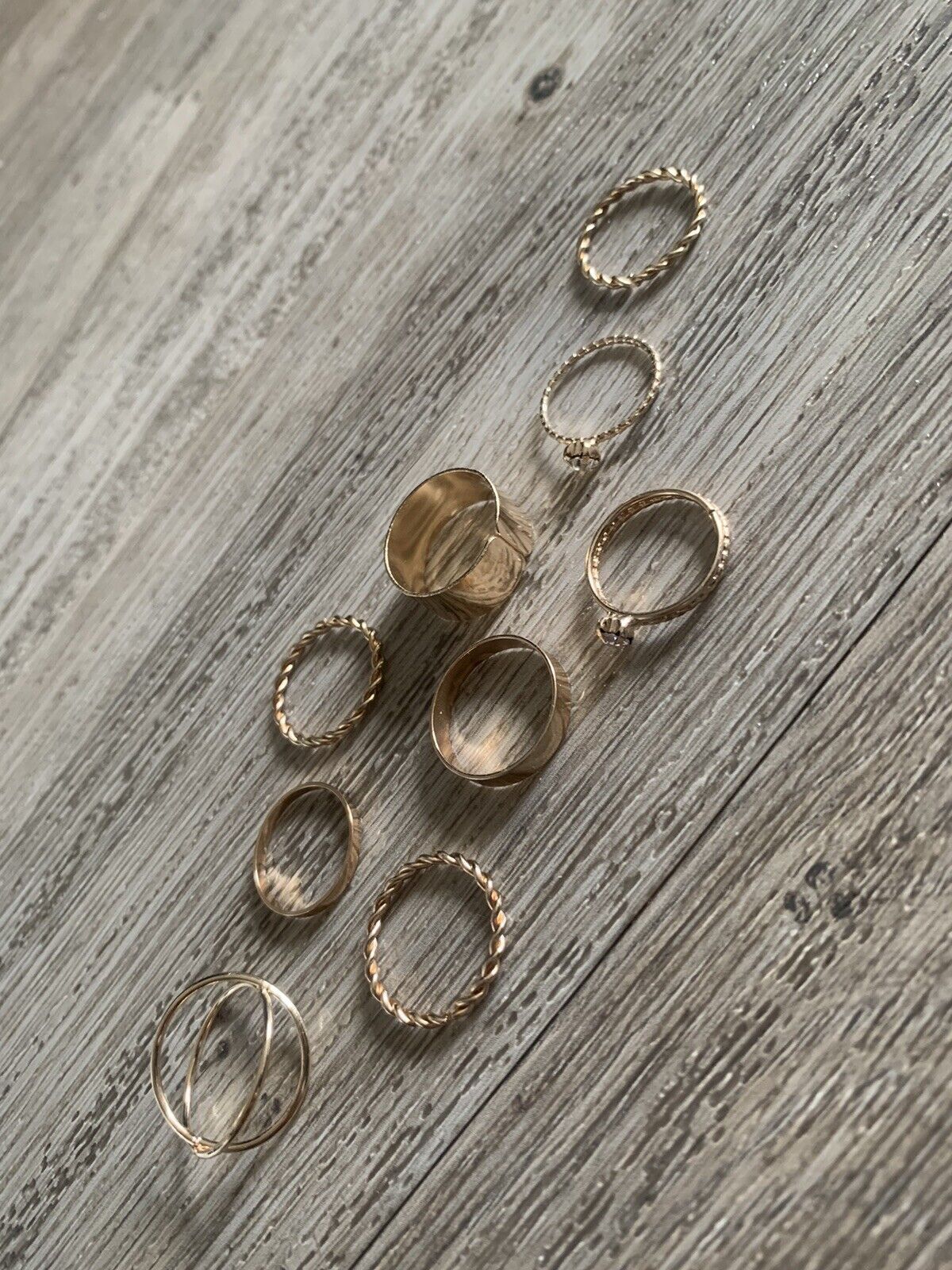 9 Pieces Gold Colour Statement Ring Assortment Di… - image 3