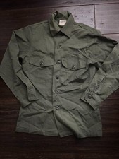 Vtg US ARMY OG-507 Mens Size 14 1/2 X 31 Dura Press Utility Shirt OD Green