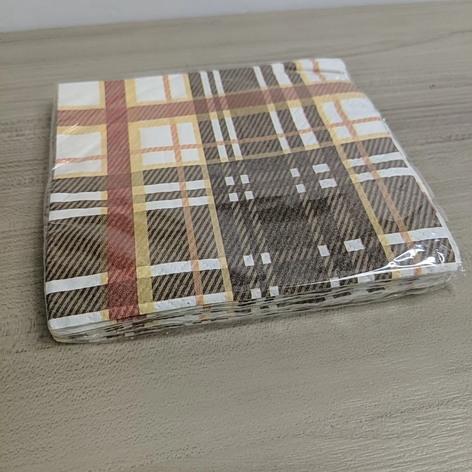 Thanksgiving Plaid 2 Ply Paper Beverage Napkins -  16 Pack - Image 2 of 2
