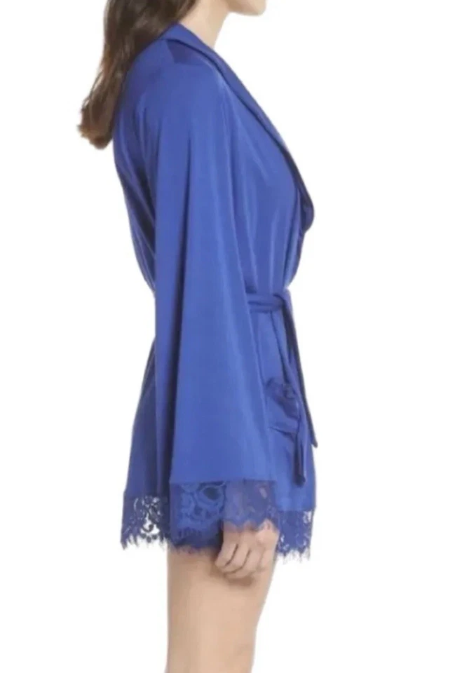 Free People Blue Lace Trim Robe Size S Short Light Weight Sweetest Thing - Image 2 of 4