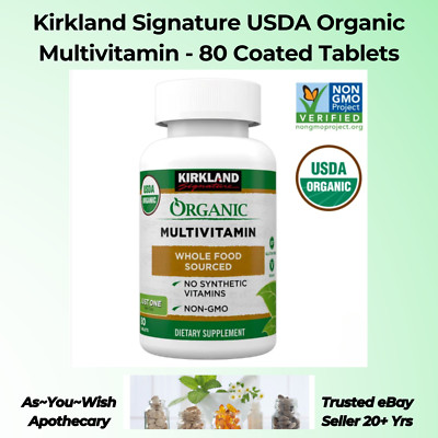 Kirkland Signature Organic Multivitamin 80 Tablet Whole Food Non-GMO Gluten-Free