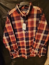 Roundtree  Yorke mens Long Sleeve Plaid Portuguese Flannel Shirt